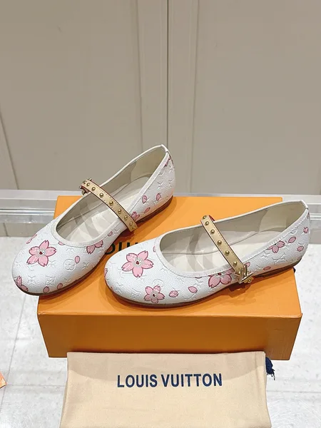 Louis Vuitton Women White Leather Pink Floral Mary Janes product photo