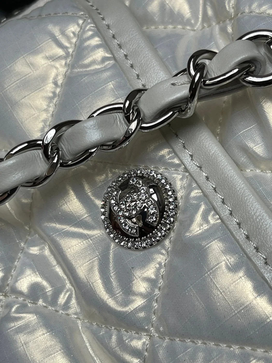 Chanel Cc Large 35 Bowling Bag In White Calfskin product view 2