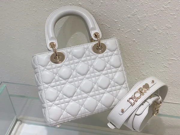Dior Lady Abc Women’s Handbag White Soft Leather 20 cm product view 7