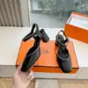 Hermès Women Black Leather Trimmed Heels product view 5