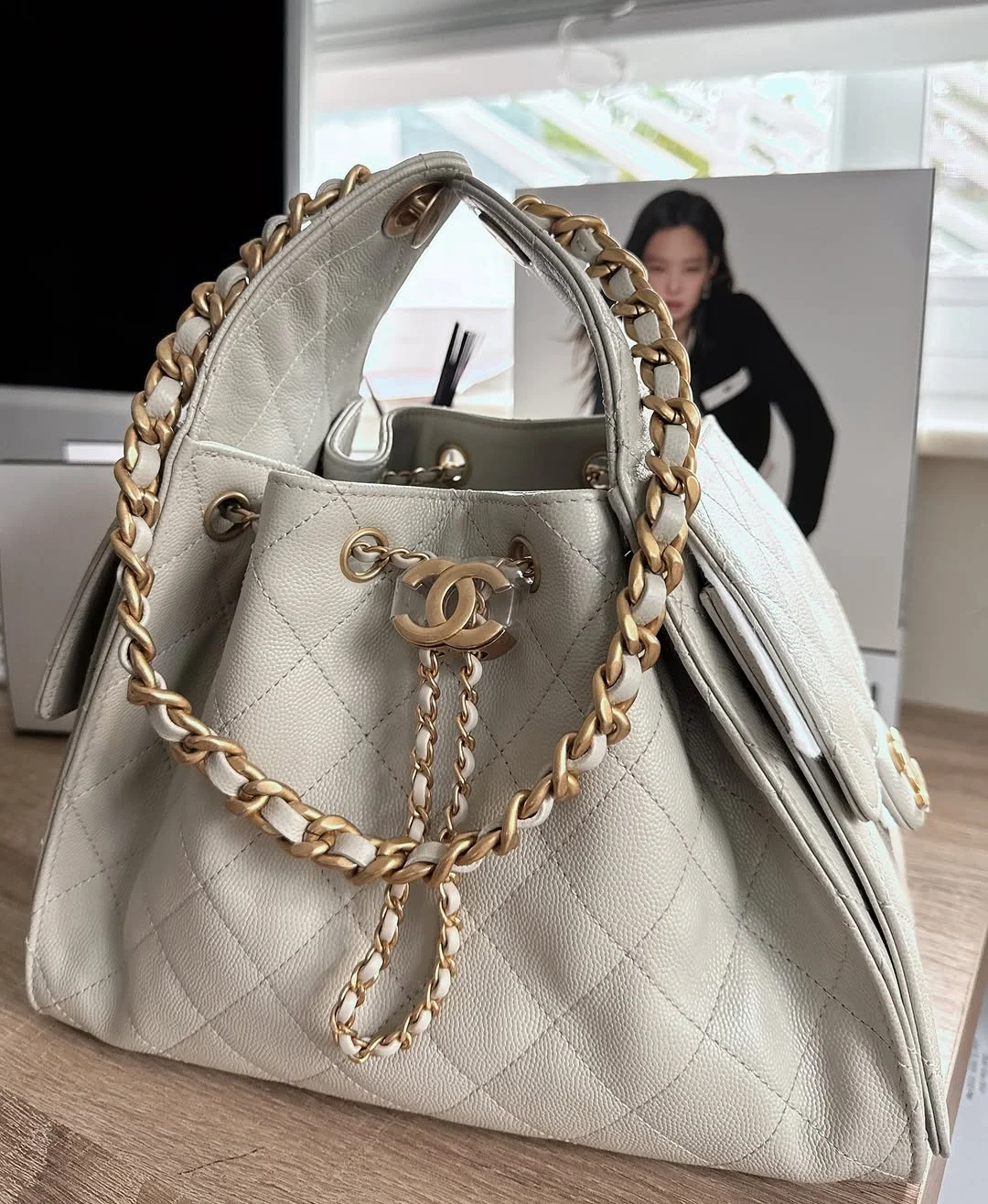 Chanel Small 25 Grey with Gold Hardware Bag product view 2