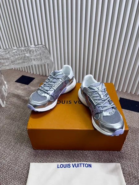 Louis Vuitton Women Silver Mesh And Leather Sneakers product photo