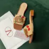 Valentino Women Brown Leather Canvas Floral Mules product view 2