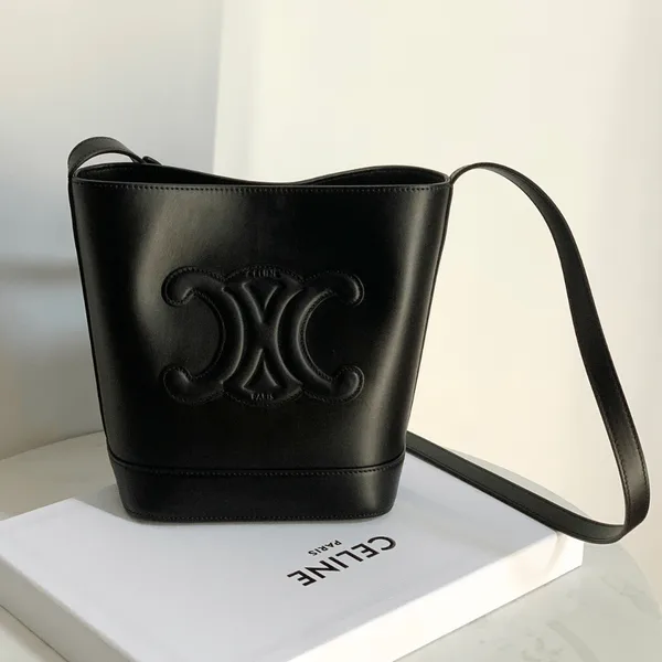 Celine Small Bucket Cuir Triomphe Handbag Black Bucket Shape 30x22x12cm product photo