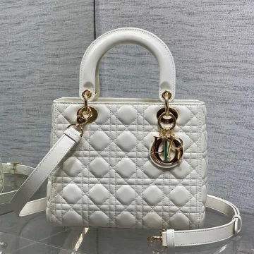 Dior Medium Lady Bag in White Gold Hardware product photo
