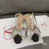 Valentino Women Black Silver Leather Bow Slingback Flats product view 1