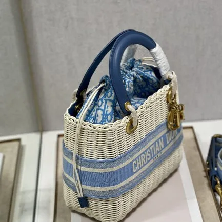 Dior Lady Wicker Bag — Blue Trim product view 2