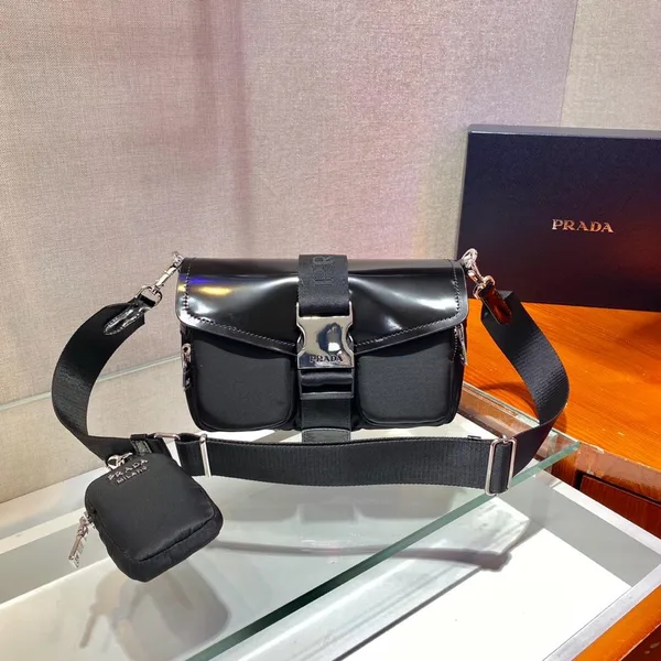 Prada Buckle Pocket Crossbody Bag Spazzolato Leather product photo
