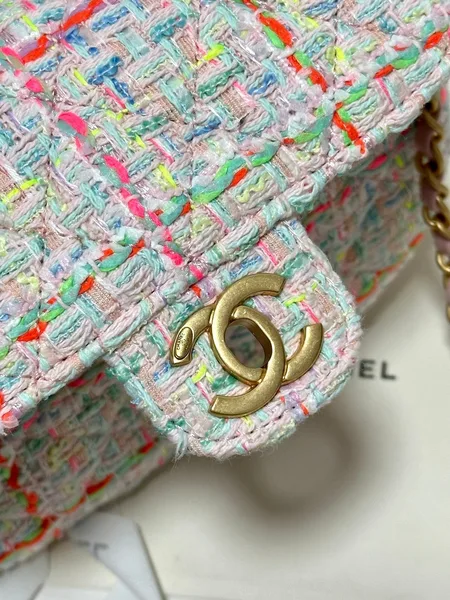 Chanel Mini Flap Bag with Top Handle Pink Tweed Bag product view 7