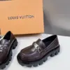 Louis Vuitton Women Brown Leather Chunky Loafers product view 4