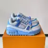 Louis Vuitton Men Light Blue Leather And Fabric Sneakers product view 1
