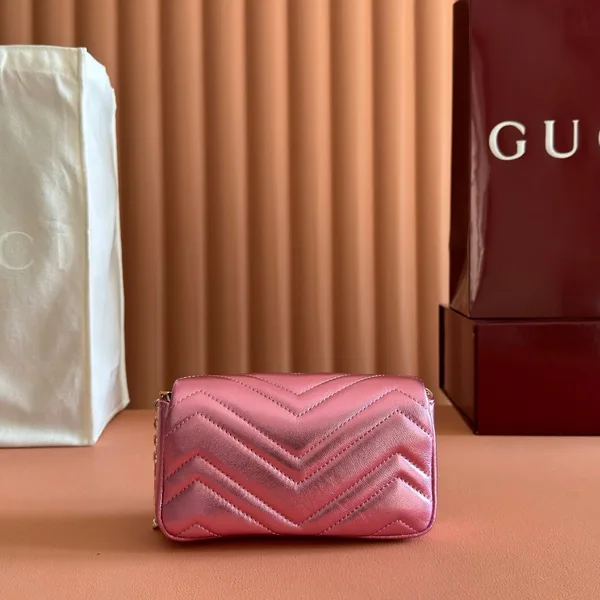 Gucci GG Marmont Bag 16 In Metallic Pink Lambskin product view 5