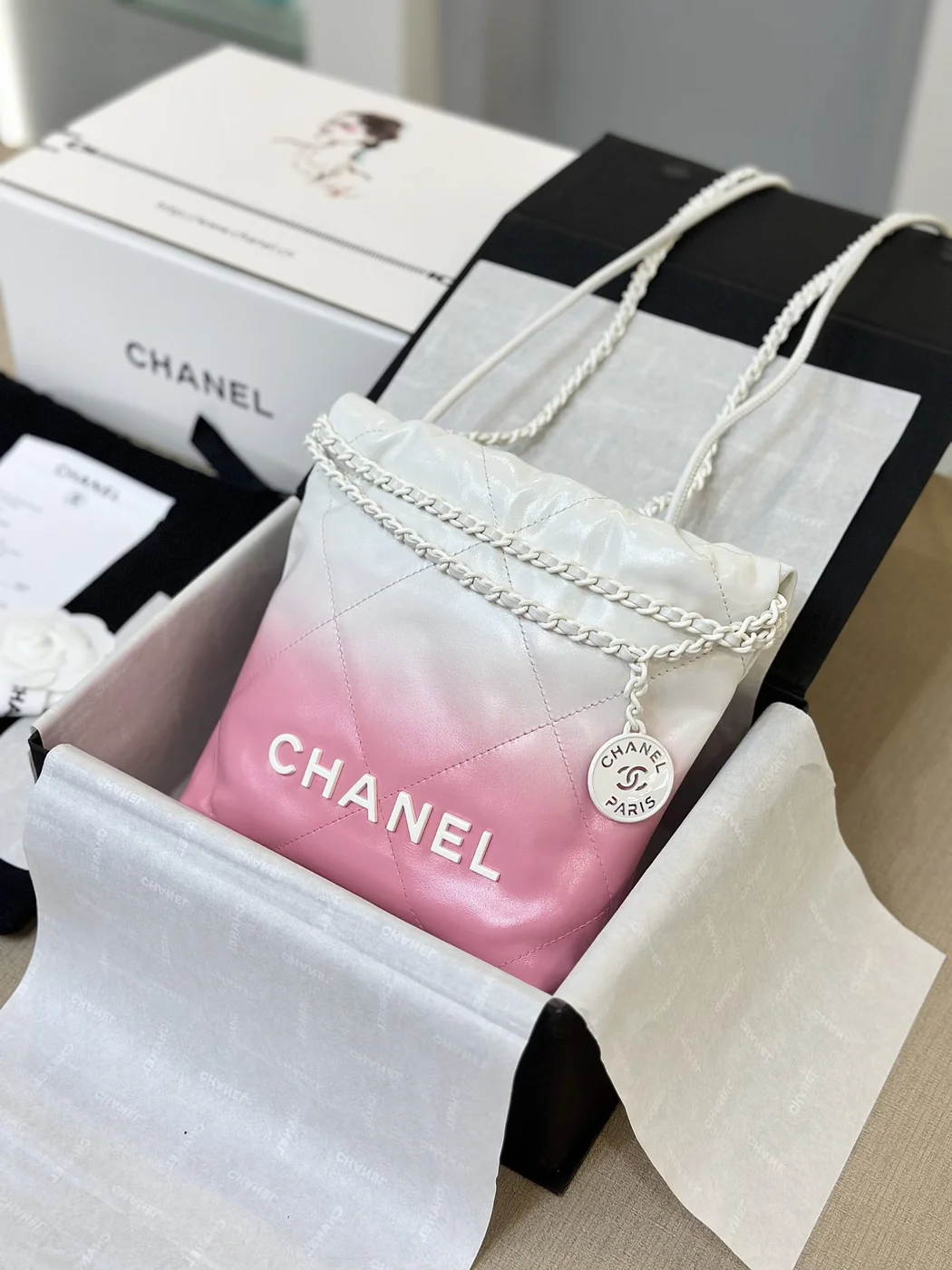 Chanel Handbag 22 Mini Mix White Pink Woman’s 20 cm product view 6