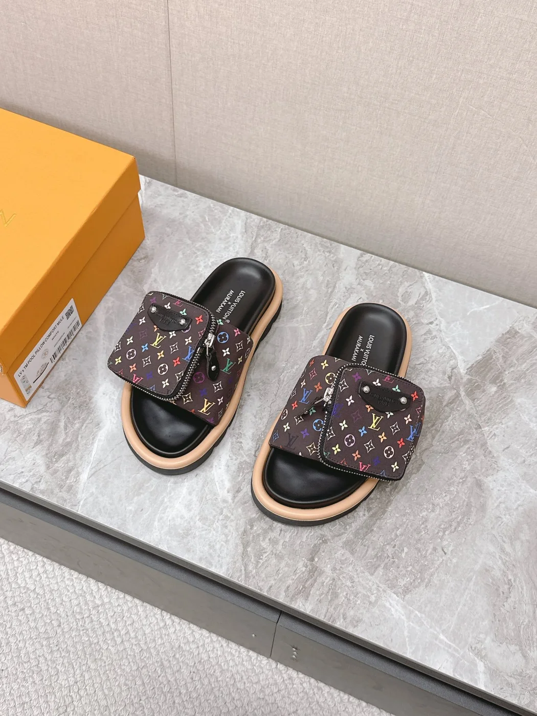 Louis Vuitton Women Black Multicolor Canvas Comfort Mules product view 4