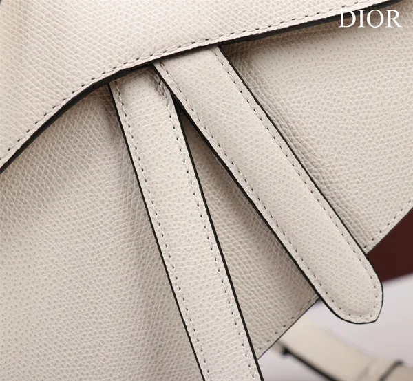 Dior Saddle Handbags White Color With Lock Yellow Gold 25x20x6.5 cm product view 4
