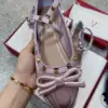 Valentino Women Pink Satin Studded Flats product view 2