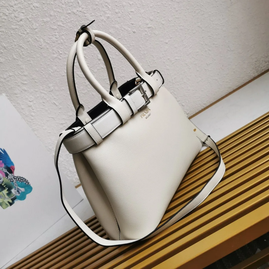 Prada White/Black Prada Buckle small leather handbag with belt product view 2