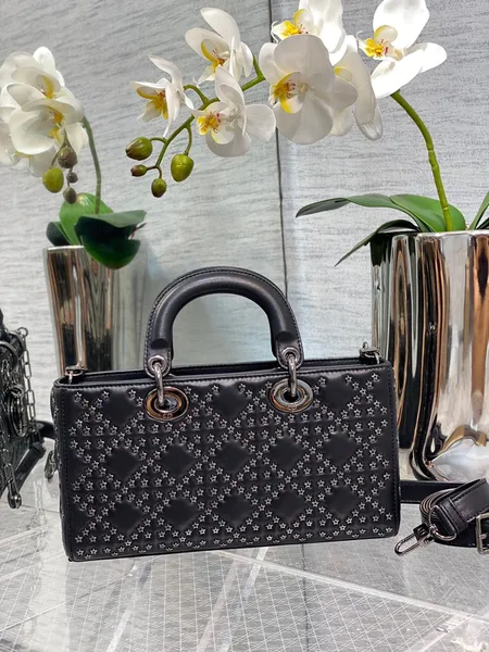 Dior D-Joy Black Handbag With Star Studs 26 cm product view 2