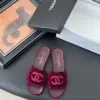 Chanel Women Burgundy Quilted Velvet Slides product view 1