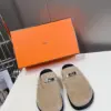 Hermès Women Beige Suede Mules — Rounded Toe with Black Sole product view 1