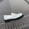 Louis Vuitton Women White Leather Loafers — Gold-Tone Chain Detail with Lug Sole product view 6