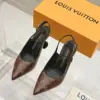 Louis Vuitton Women Brown Leather Patterned Slingback Heels product view 1