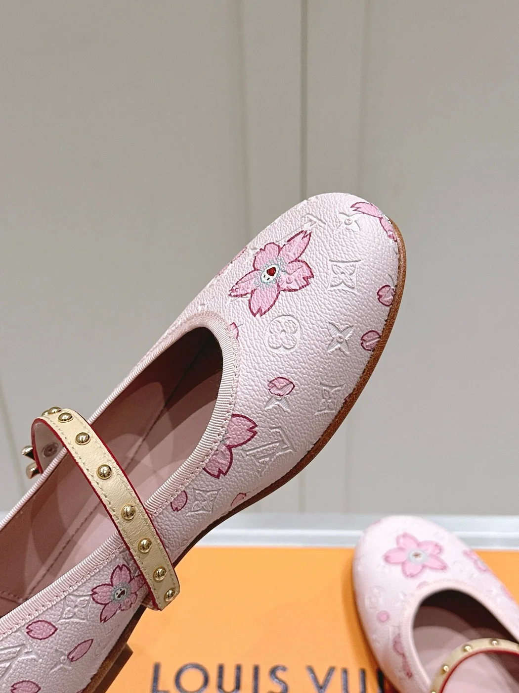 Louis Vuitton Women Pink Patterned Leather Mary Janes product view 2