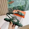 Hermès Women Green Sandals — Dark Green Link-Detail T-Strap product view 5