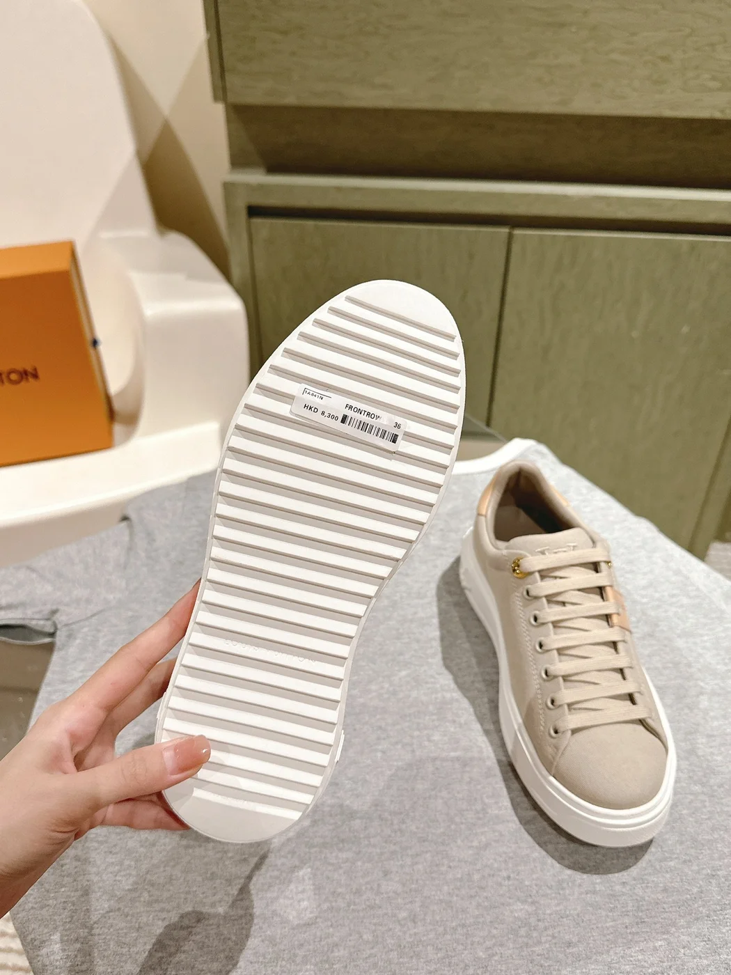 Louis Vuitton Women Beige Canvas Sneakers product view 2