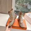 Hermès Women Beige Mesh And Brown Leather Sneakers product view 6