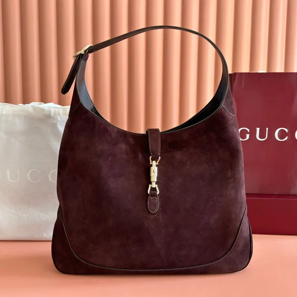 Gucci 25S Jackie Giorno 44 cm In Dark Chocolate Brown Suede Bag product photo