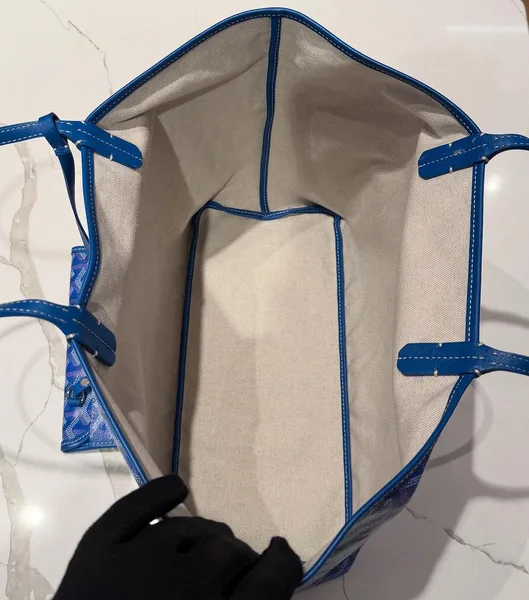 Goyard Anjou PM Reversible Tote Bag in Blue Goyardine product view 6