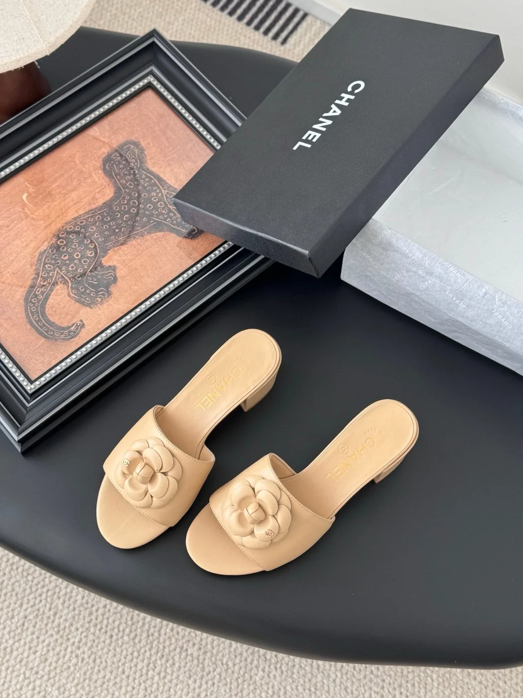 Chanel Women Beige Leather Mules product view 5