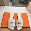 Hermès Women White Leather Slide Sandals product view 1
