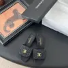 Chanel Women Black Quilted Fabric Slides — Gold-Tone CC Detail product view 1