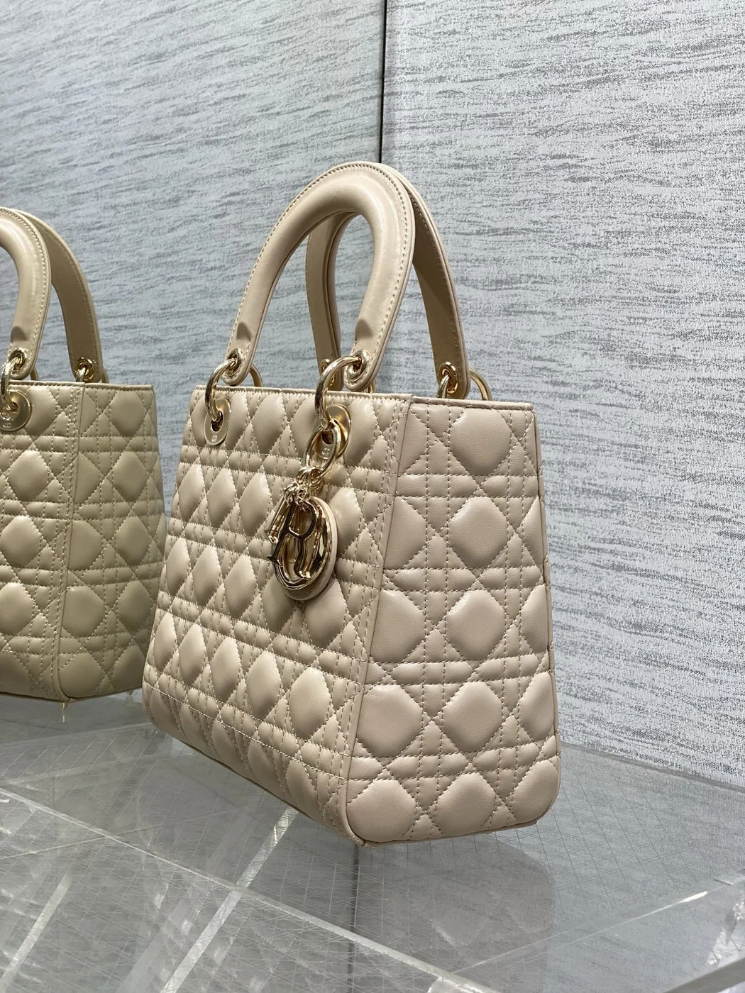 Dior small Lady Dior bag in Beige Cannage product view 5