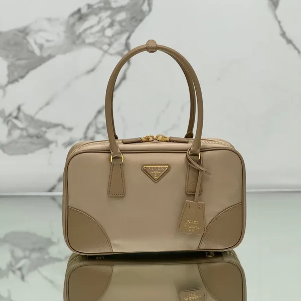 Prada Large Top Handle Bag 35 In Dried Moss Nylon And Calfskin Trim product photo