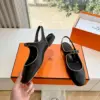 Hermès Women Black Leather Slingback Mules product view 6