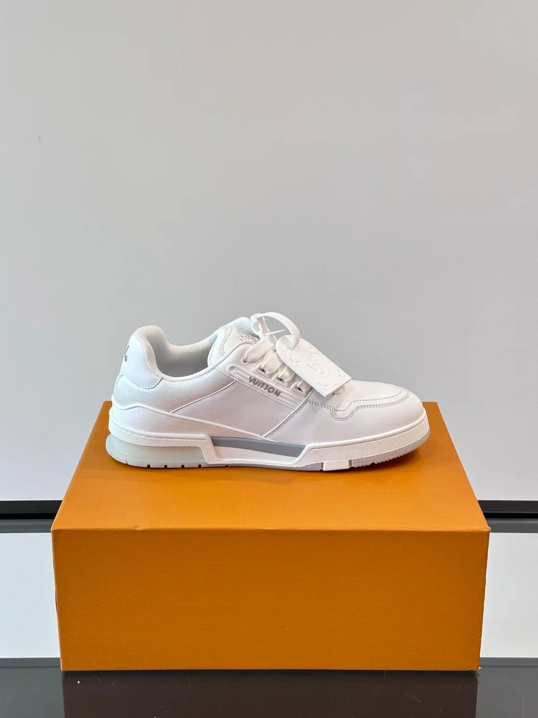 Louis Vuitton Men White Sneakers — Tonal Panel Detail product view 6