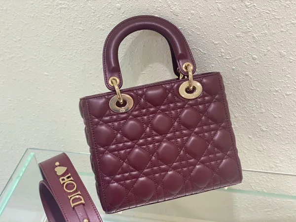 Dior Lady Abc Women’s Handbag, Dark Red, Soft Leather 20 cm product view 5