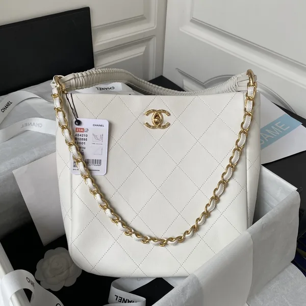 Chanel Calfskin Hobo Bag White/Black product photo
