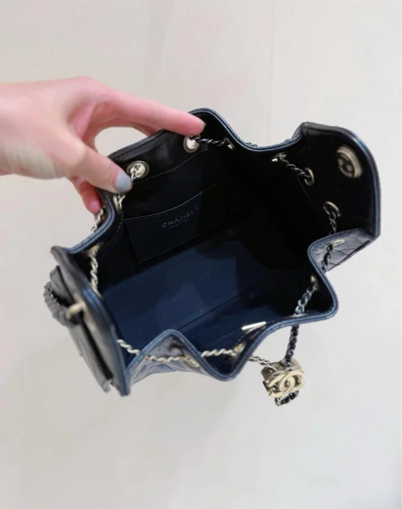 Chanel 25 mini Gold Silver Chain Black Bag product view 4