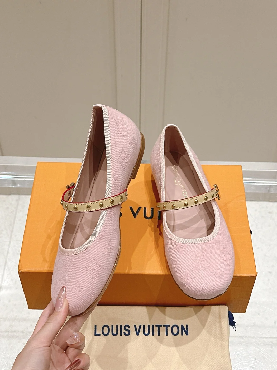 Louis Vuitton Women Pink Fabric Mary Janes Heels product view 4