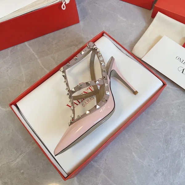 Valentino Women Pink Patent Leather Studded Pumps product view 4
