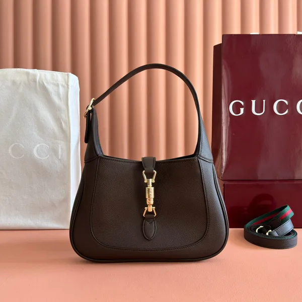 Gucci 25S Jackie 1961 Small Bag 28 cm In Dark Brown Leather With Gold Hardware product photo