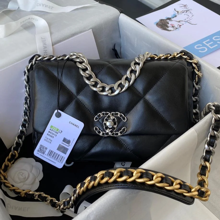 Chanel Cc Medium 26 Flap Bag In Black Lambskin product view 1