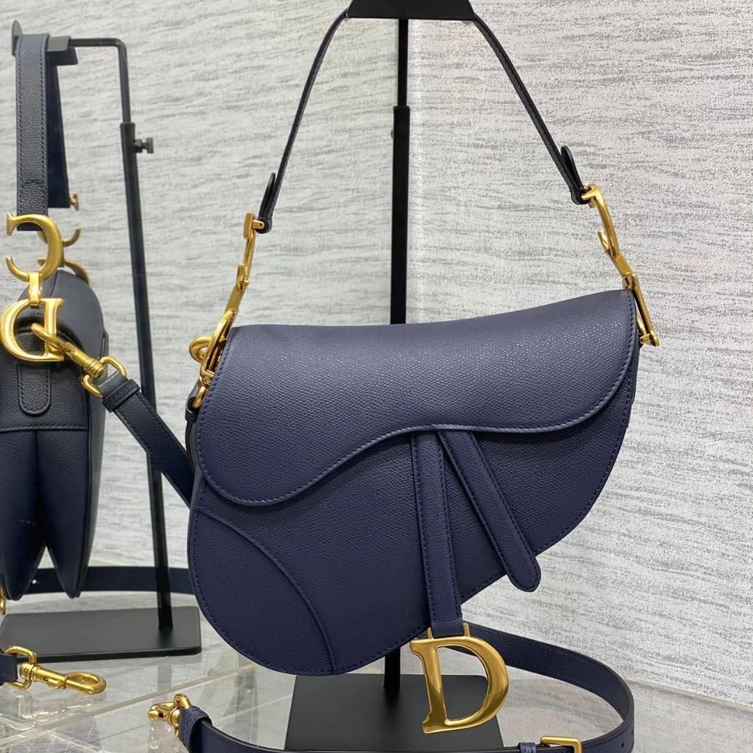 Dior Saddle Bag in Deep Ocean Blue Gold Hardware product view 1