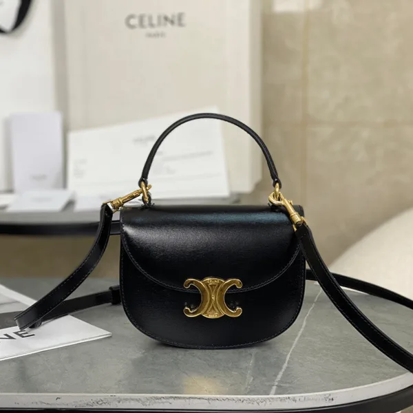 Celine Handle Black Wrinkled Leather 15.5× .5x5cm Bag product photo