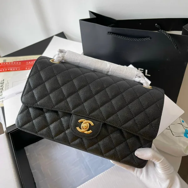 Chanel Medium Classic Handbags Cowhide Black Lock Gold 25.5 cm product photo