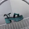 Hermès Women Dark Green Velvet Sandals product view 6
